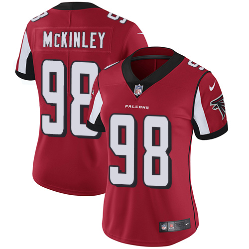 Nike Falcons #98 Takkarist McKinley Red Team Color Women's Stitched NFL Vapor Untouchable Limited Jersey